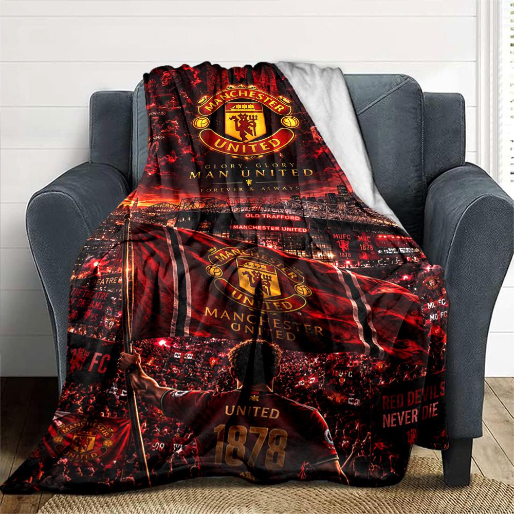 Manchester Blanket Soft Warm Cozy Great for Sofa Office Chair for All Seasons Modern Perfect Gift for Relatives and Friends