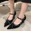 Keil Einzelner Fall Neue Spitze Flache Wildleder Riemchen Niete Anti-Rutsch Verschleißfest Kitten Heels