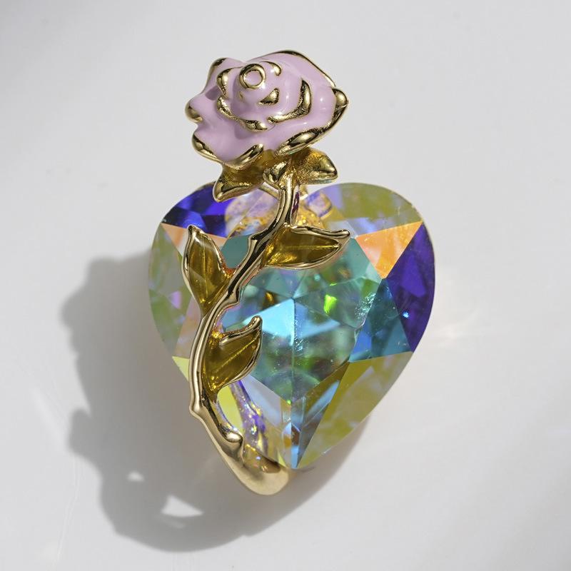 Elegant Colorful Heart Brooch Pin