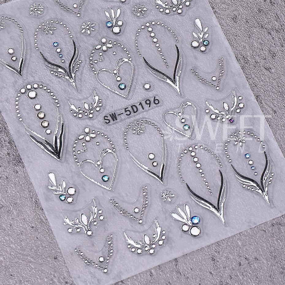 2pcs Bohemian Nail Art Stickers 5D Embossed Love Petals Lines Butterfly Design Nail Decals DIY Manicure Sliders Decoration