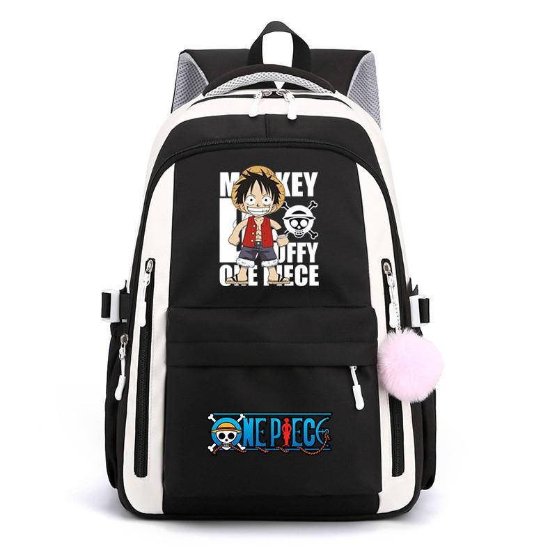 One Piece Anime Super Novice Luffy Printed Canvas School Backpack Teens High Capacity Travel Bag