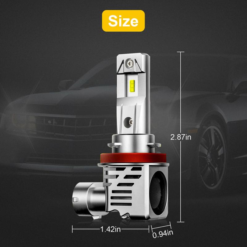 1 Pair Metal H11 H8 H9 120w Canbus Led Headlight Kit High Low Beam Bulbs Ultra-White 6500k