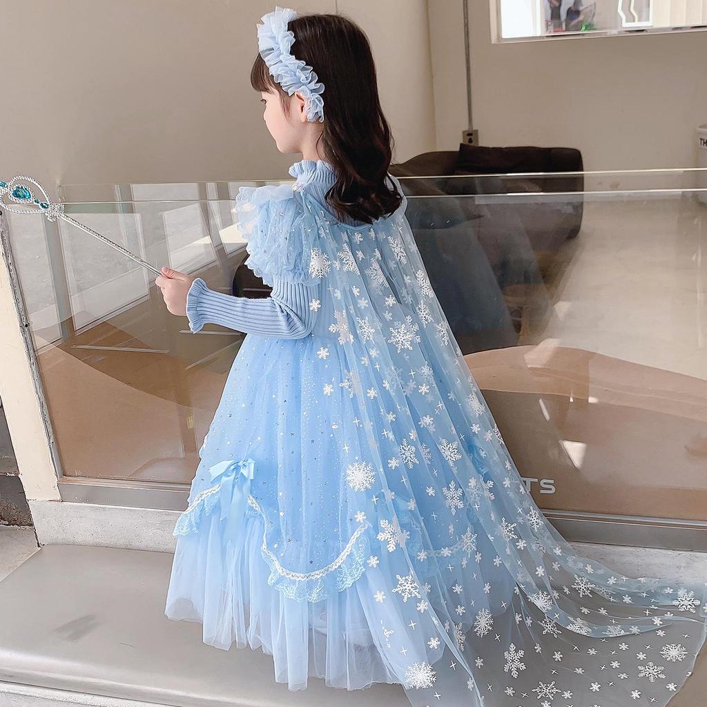 Frozen Elsa & Anna Light Luxury Autumn/Winter Tutu Skirt & Sweater Dress: Royal Court Style