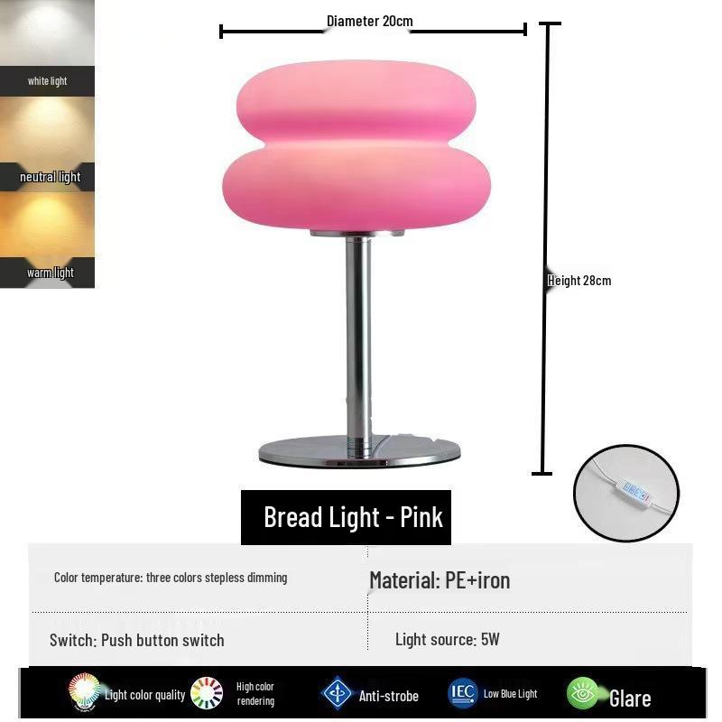 

Creative Mid-Century Bauhaus Table Lamp - Luxury Warm Light for Bedroom, Hotel, and Restaurant Decor розовый