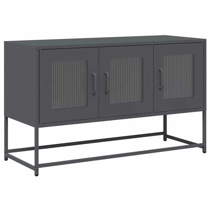 VidaXL Meuble TV anthracite 100,5x39x60,5 cm acier laminé à froid, banc tv, meuble hifi, centre de divertissement, buffet 853340
