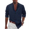 Men Latest Popular Casual Button-Up Long-Sleeve Cotton-Linen Shirt Beach Shirt Casual Shirt