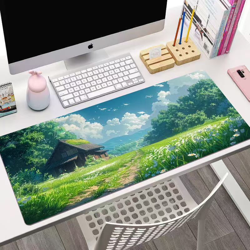 Anime Scenery Large Mouse Pad Desk Mat With Stitched Edge Nonslip Durable Gaming Mats Pc Accessories Keyboard Desk Pad Mauspad