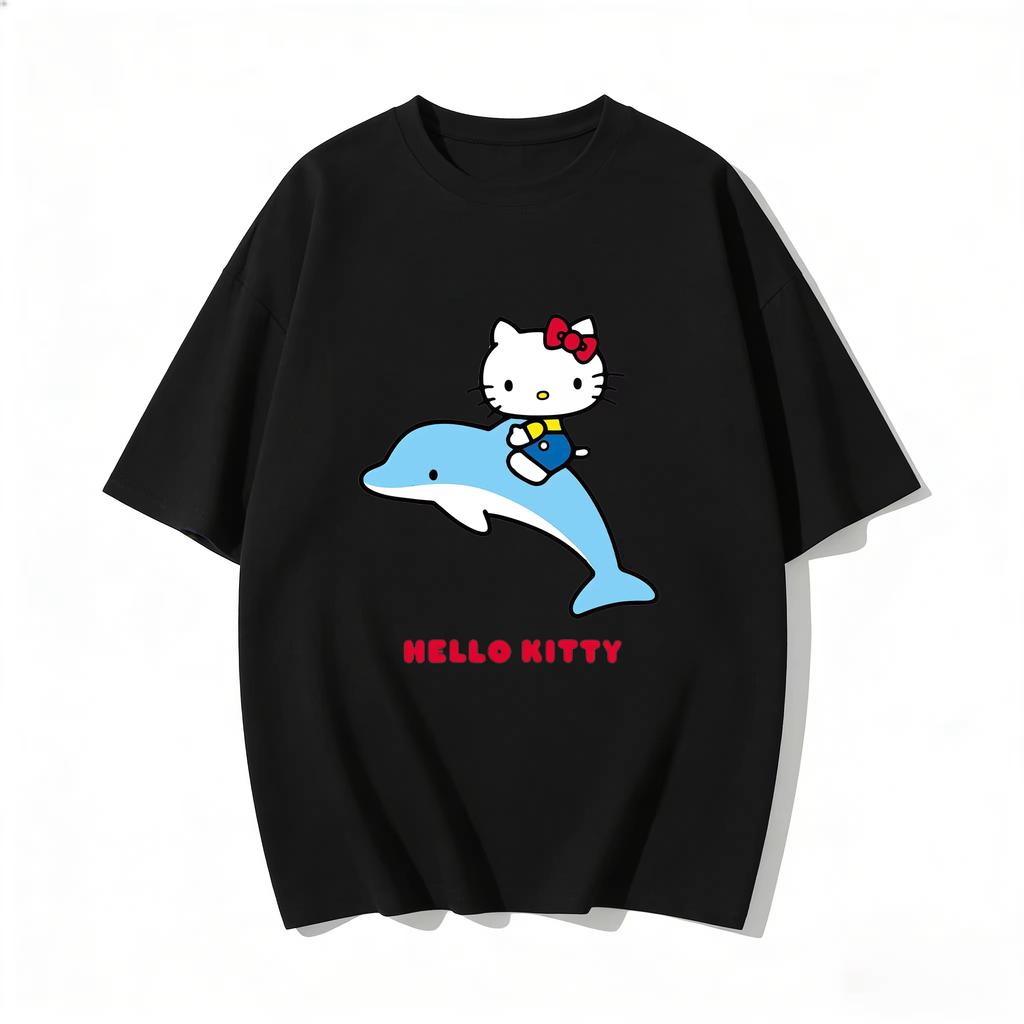 2026 new Summer HelloKitty Cute Graphic Tee Casual Short Sleeve Cotton Top for Women Girls Kawaii Cartoon Print Streetwear