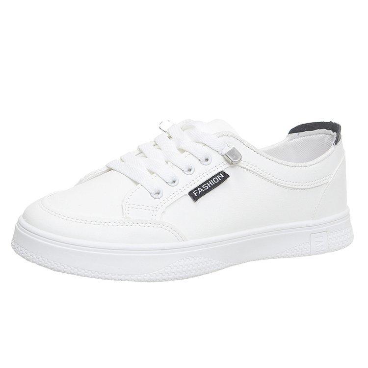 Little white shoes new retro flat bottom round head versatile board shoes lace up student sports and leisure shoes