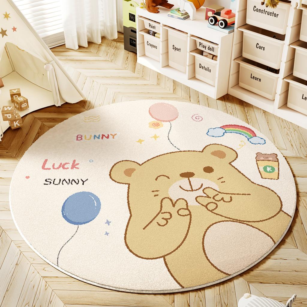 Cartoon Style Bedroom Decor Round Carpet Animal Patterns Carpets for Living Room Fluffy Soft Children Floor Mat Thick Plush Rug