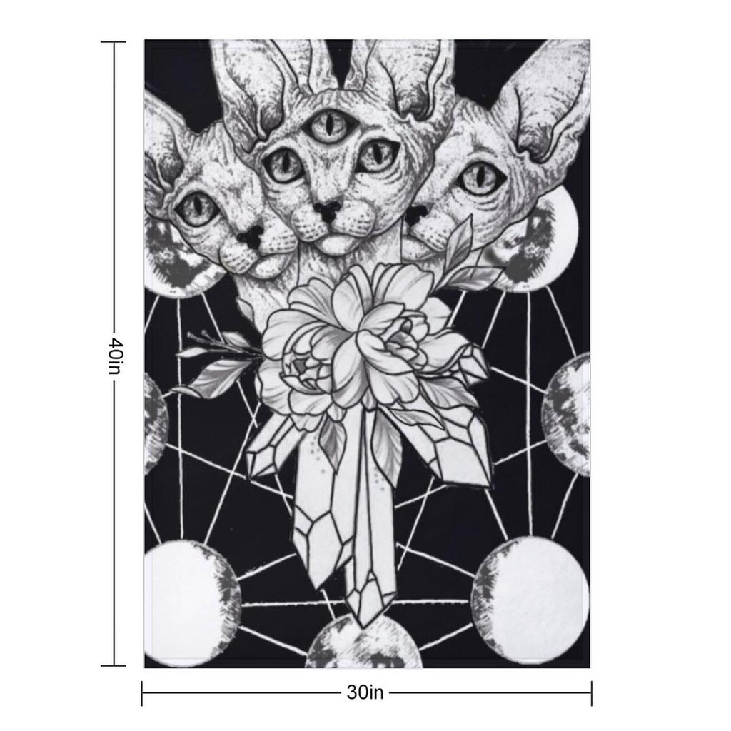 Three Headed Crystal Cat Throw Blanket Thermals For Travel Kid'S Christmas Gifts Luxury Thicken Blankets