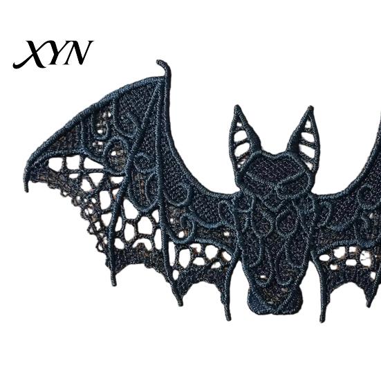 Stilvolle Aufnäher Dekorationen 2 Stück Halloween Fledermaus Bestickter Aufnäher, Spitze Gotisches Flügel Design DIY Kleidung Aufnäher Abzeichen, für Rucksäcke Jeans Jacken