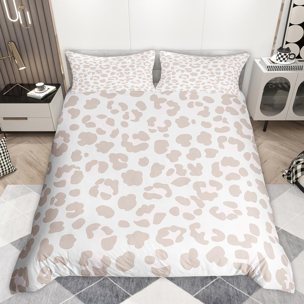Homewish Chic Leopard Print Duvet Cover Set Animal Printed Comforter Cover Set Wildlife Cheetah Patchwork Bedding Set