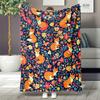 Cute Fox and Floral Pattern Flannel Printed Blanket Suitable for All Seasons Suitable for Living Room Office Sofa and Travel