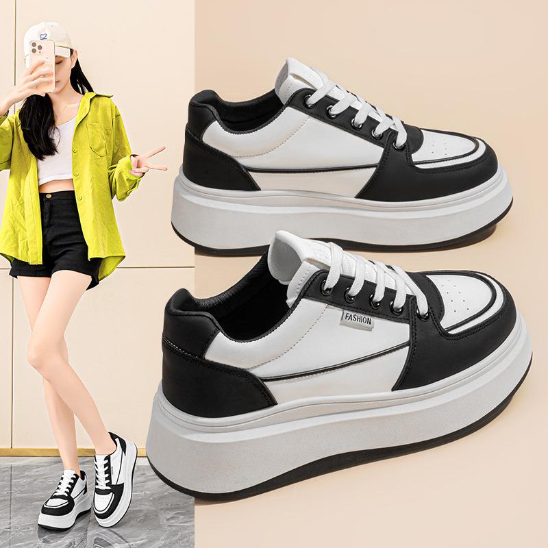 Spring Women's Breathable White Sneakers, Children's Versatile Thick-soled Sport and Casual Board Shoes for Women