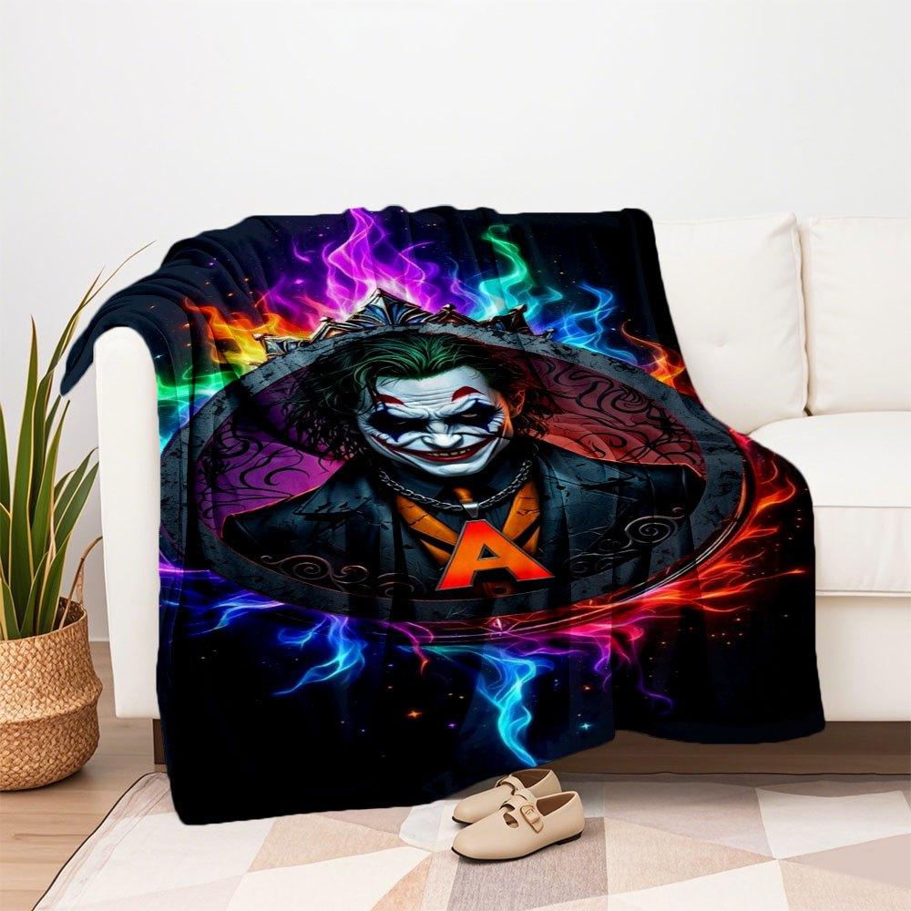 "Joker A Logo Colorful Flame Art Print Poster"Blanket Flannel Throw Blanket for Sofa, Bed, Travel, Camping, Office