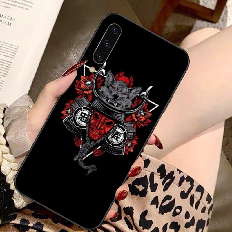 Apanese Samurai Oni Mask Phone Case For Samsung A91 A81 A73 A72 A71 A30S A20 A12 A13 A52 A53 4G 5G Soft Black Phone Cover