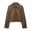 Zbzr Autumn New Women clothes Western Style Suede Texture Effect Shirt Style Crop jacket Outerwear 8372286