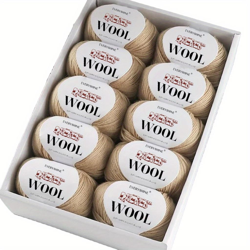 10-Pack Wool Blend Yarn Medium-Fine 80% Wool 20% Polyester Multi-Color Assortment for Knitting & Crochet Soft & Warm 500g Total