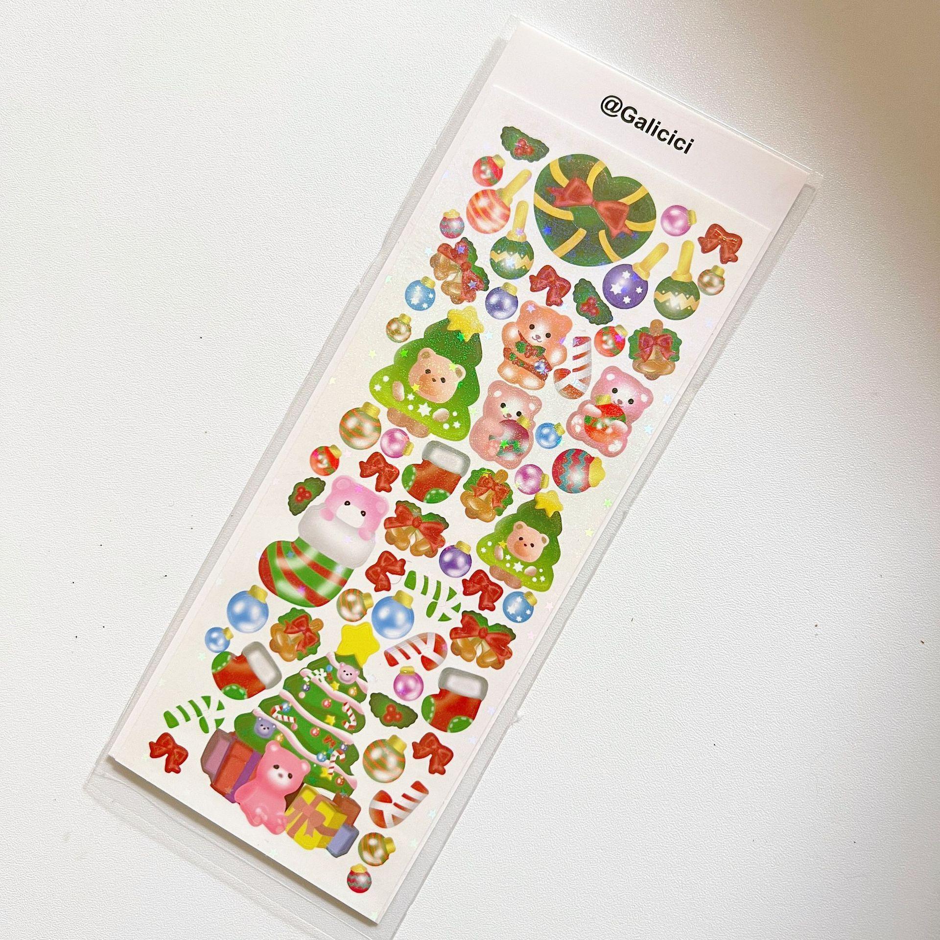 

Корейская популярная рождественская наклейка в виде мармеладного мишки, наклейка из материала для украшения фотографий Ido