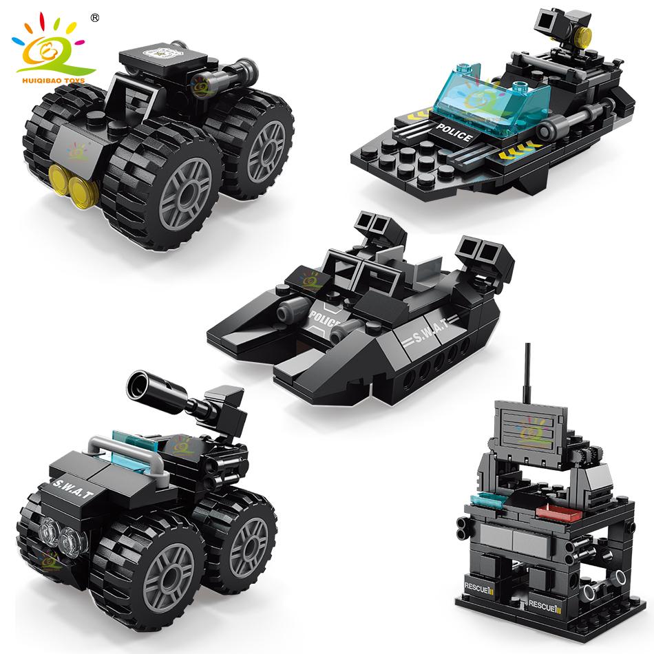 371 pièces 6 en 1 Camion de Police SWAT Blocs de Construction Ville Bâtiment Avion Voiture Briques Collection Conçu Pour Jouets d'Enfants Cadeau d'Enfants