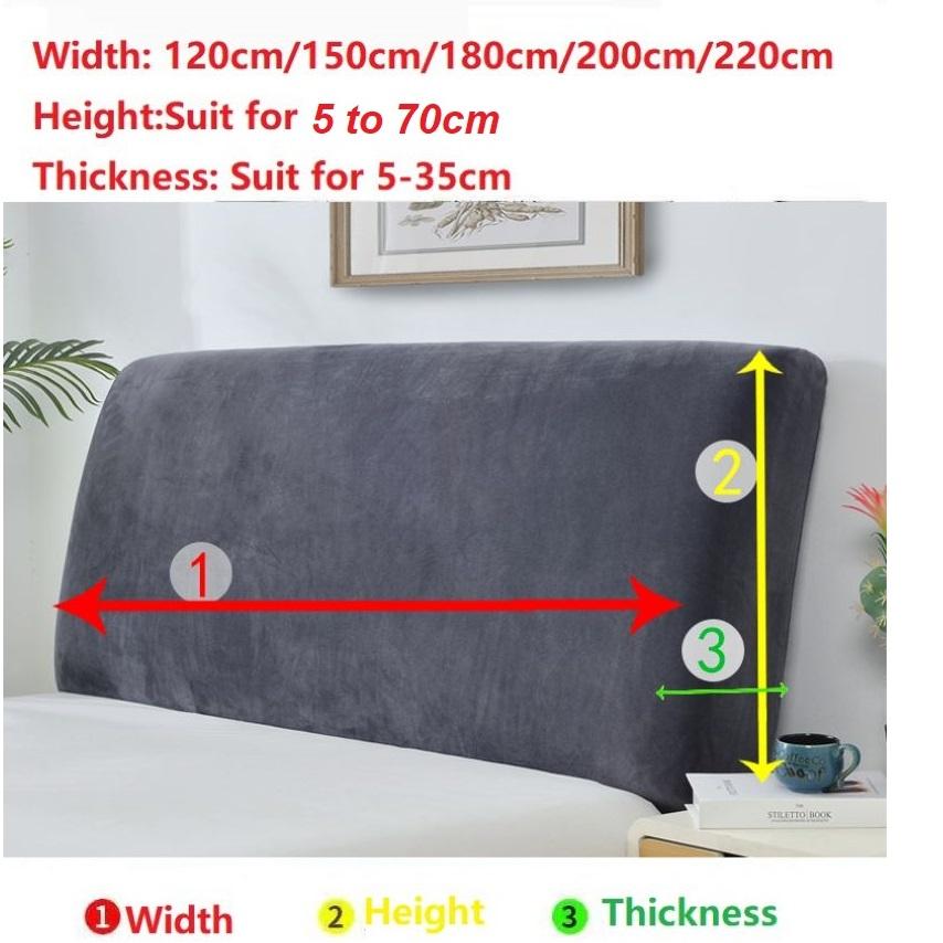 Tykk fløyel hodegjerdedeksel All-inclusive Supermykt glatt vattert hodedeksel Ensfarget Sengerygg Støvbeskytterdeksel
