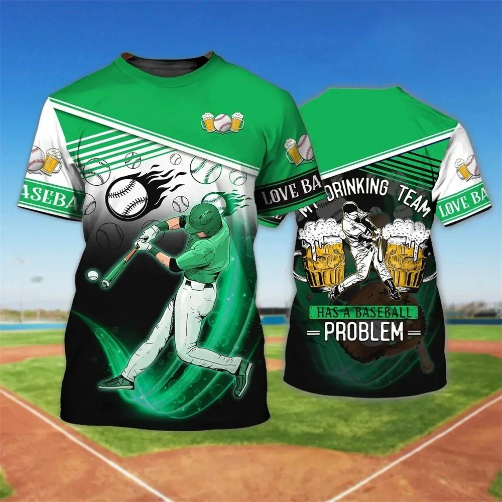 Baseball Sports 3D Printed Outdoor Men's Women's Short Sleeved T-shirt With Round Neck For Children Quick Drying Comfortable Top