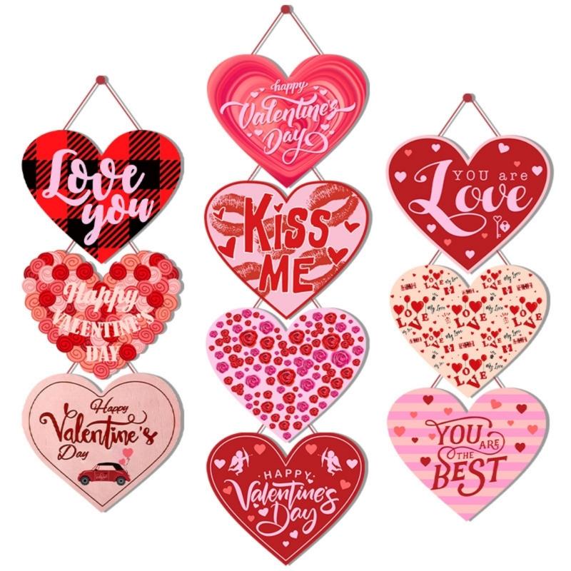 Valentine's Paper Door Hanger for Indoor Outdoor Use Includes Cord Decoration Suitable for Porch Entry