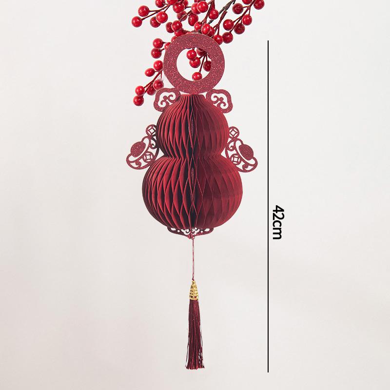 3D Chinese New Year Decorations 2026 Spring Festival Honeycomb Lucky Hanging Ornament Paper Lanterns Ornament with Bell Decor