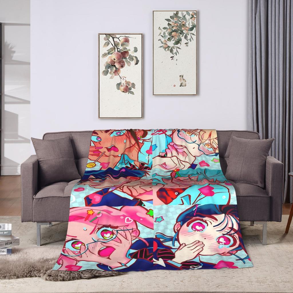 Alien Stage Cartoon Scene Print Flannel Blanket Spring Soft Bedding Throws for Children Bedroom Fluffy Bedspread Sofa Bed Cover