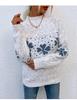 European & American Women's 2024 Autumn/Winter Snowflake Sweater - Casual Long-Sleeved Knitwear with Half-High Collar