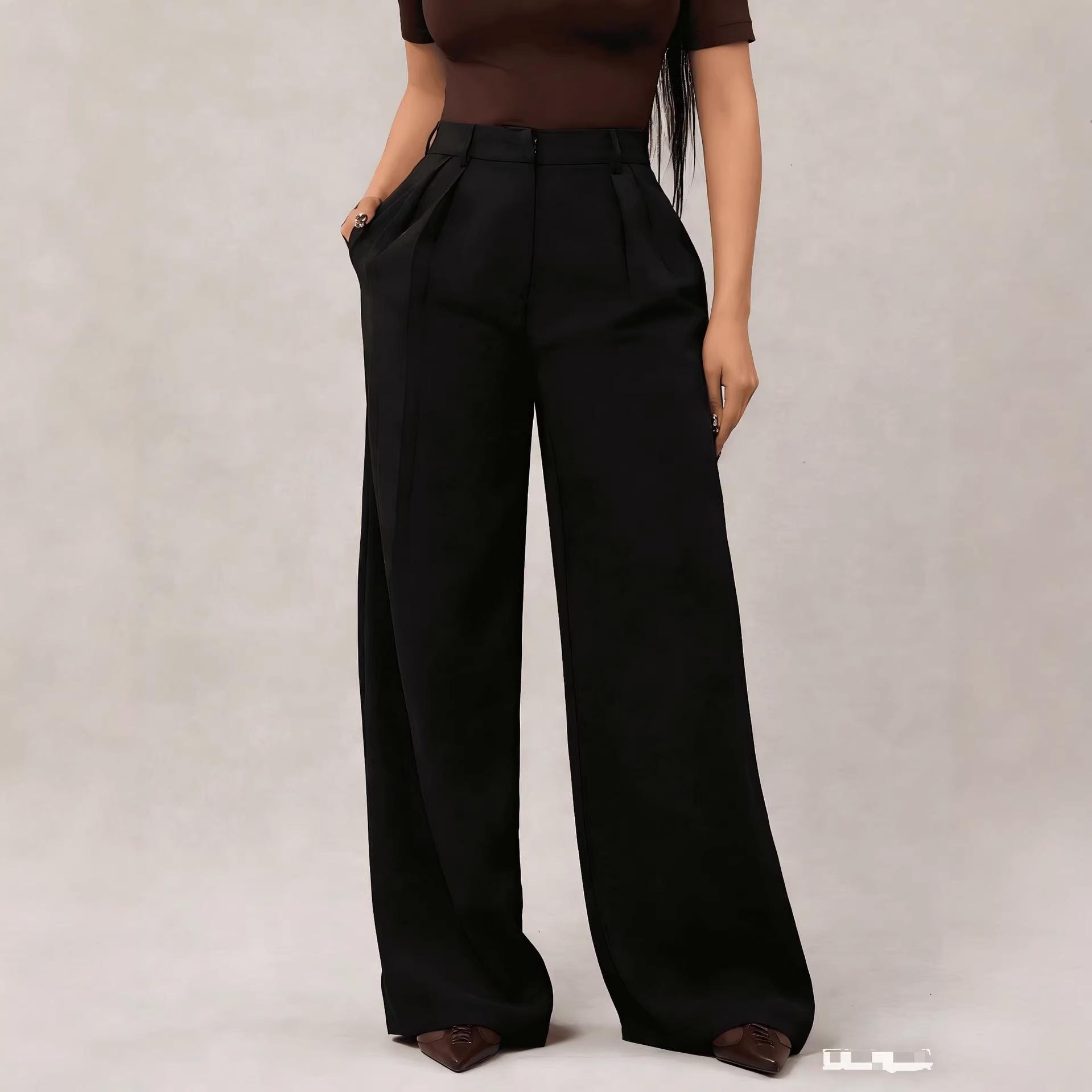 

Women s Elegant Solid Color Trousers - Versatile, Comfortable Suit Pants for Outings and Work. S чорний