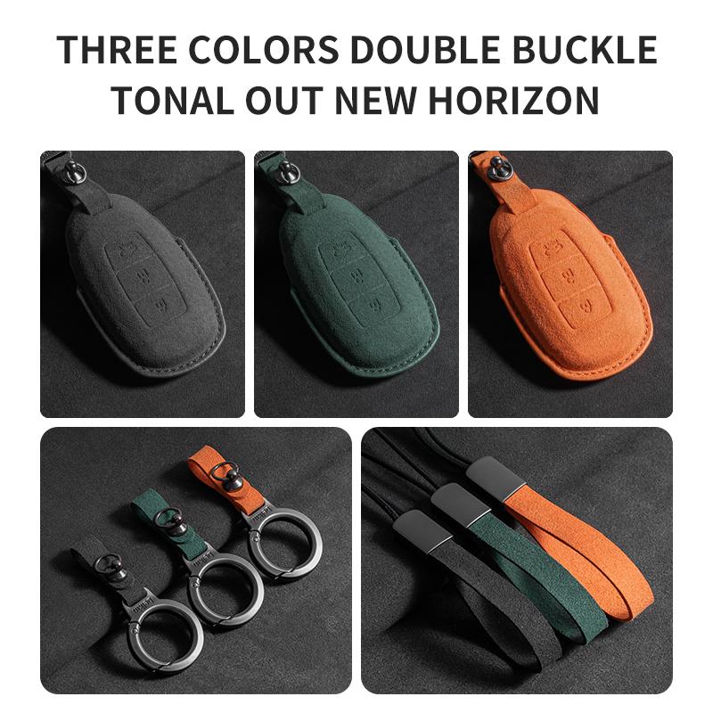 3 Buttons Suede Shell Fob For Hyundai I30 Ix35 Kona Encino Solaris Azera Grandeur Ig Accent Santa Fe Palisade Car Key Case Cover