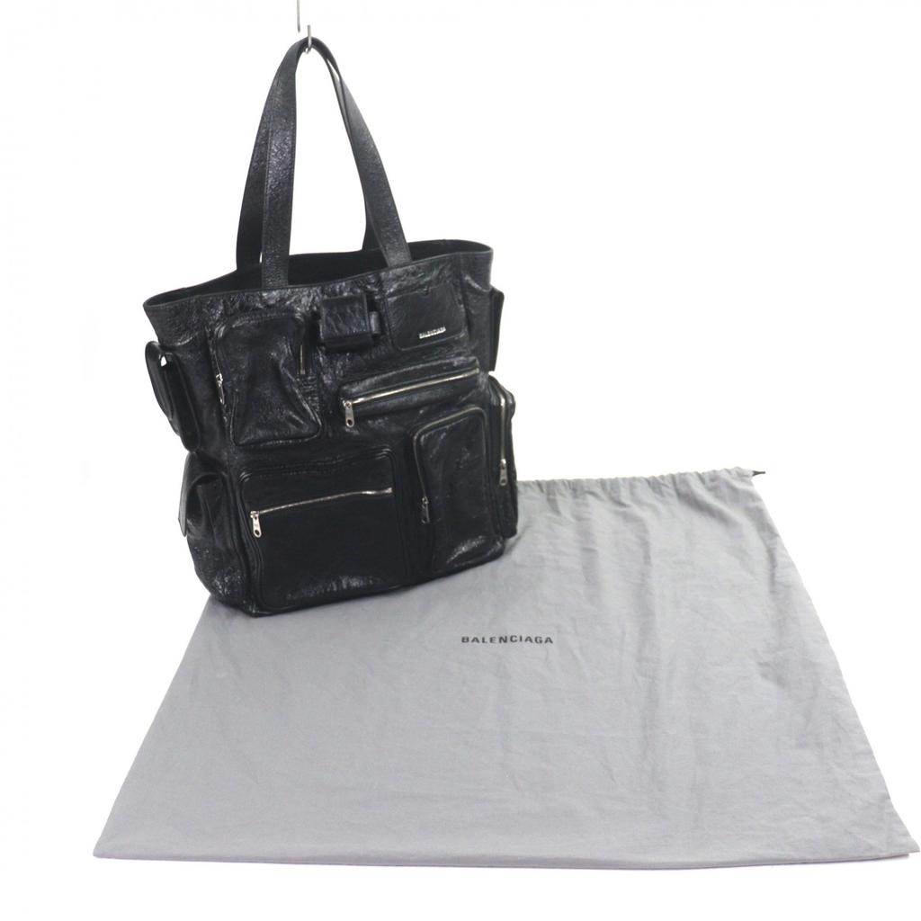 Great BALENCIAGA Tote Bag Super Busy black leather mens 785296 Used