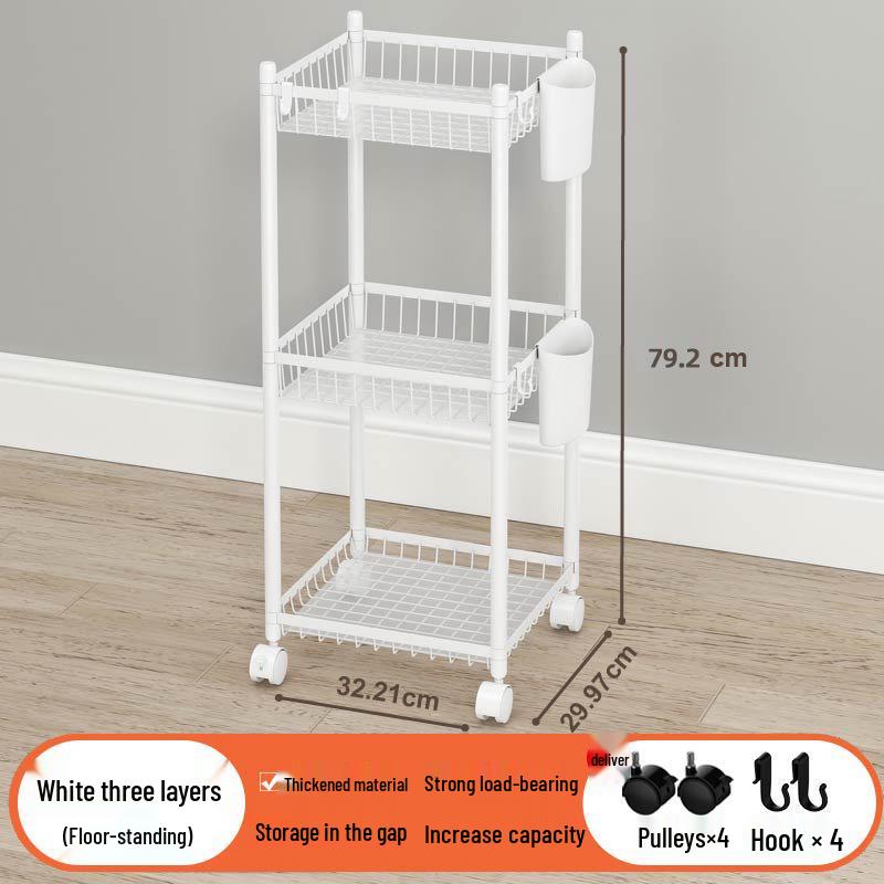 Compact Household Multi-Layer Trolley: Floor-Standing Kitchen Storage Rack