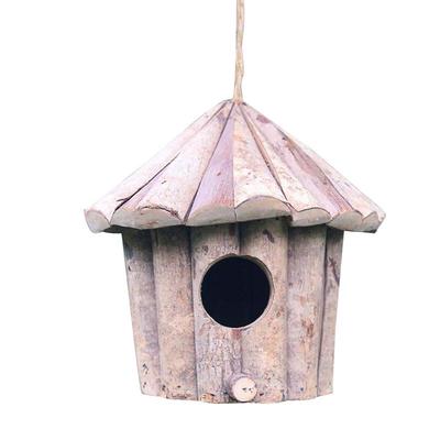 Handmade Wooden Bird House Eco Friendly Whitewood Round Hole Nest