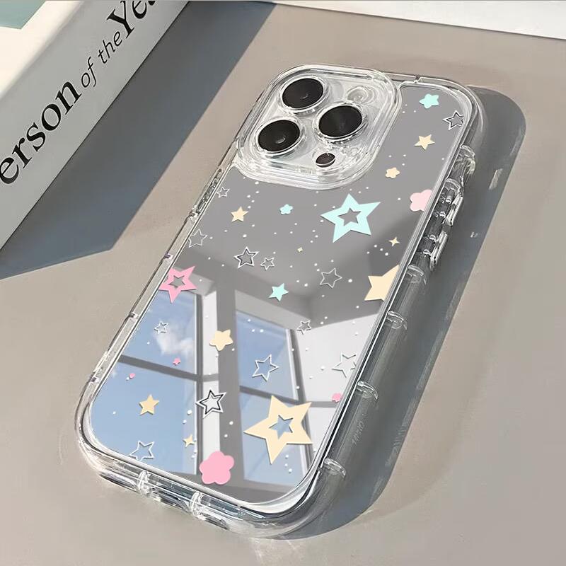 Vielfältige Kleine Sterne Muster Handyhülle Für iPhone 11 12 13 14 15 16 17 Pro Max 7 8 Plus XR XS 16E 17E Neue Spiegel Design Abdeckung