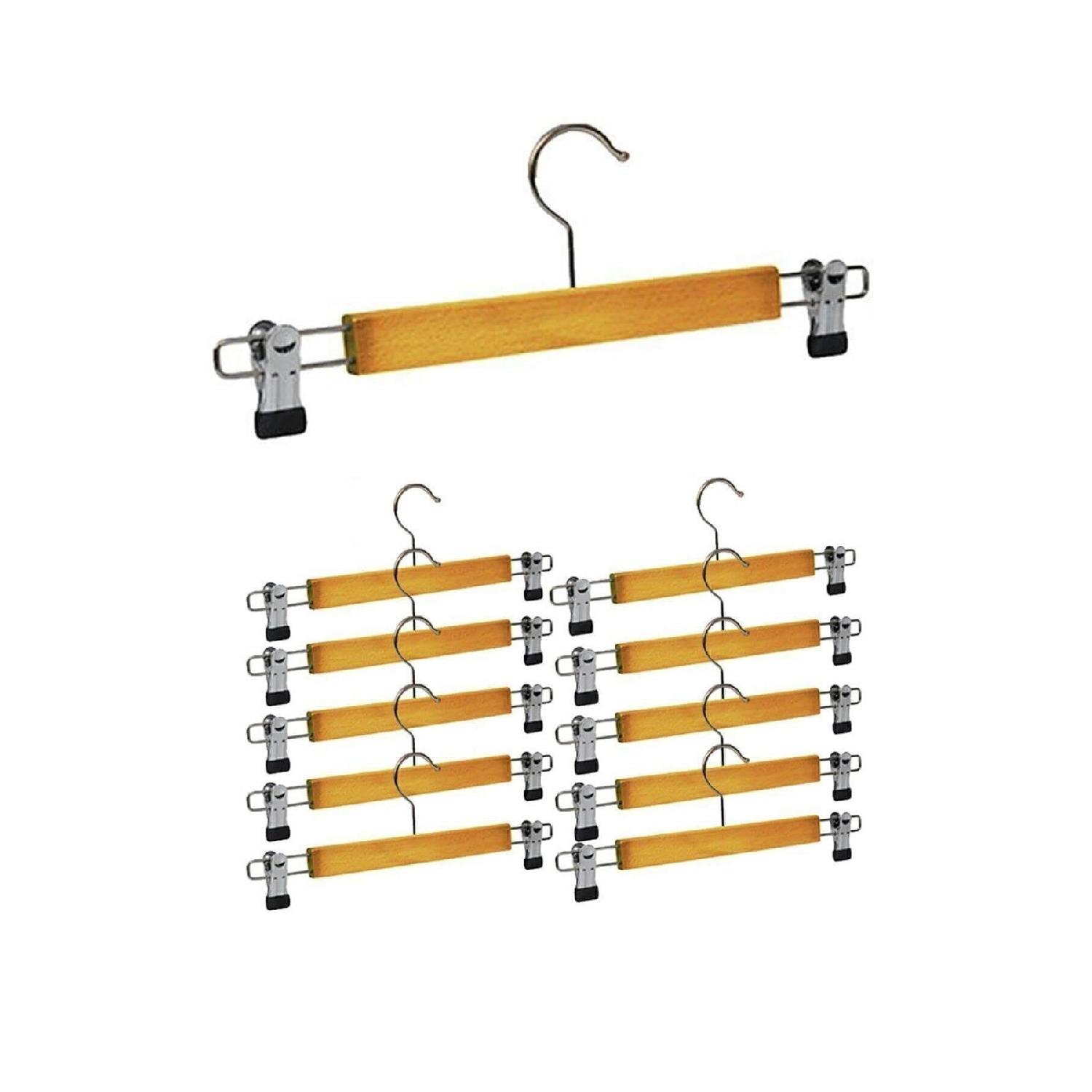 

10 Pieces - Clothes Hanger Wooden Hanger Skirt Hanger With Latch Fma451867 коричневий