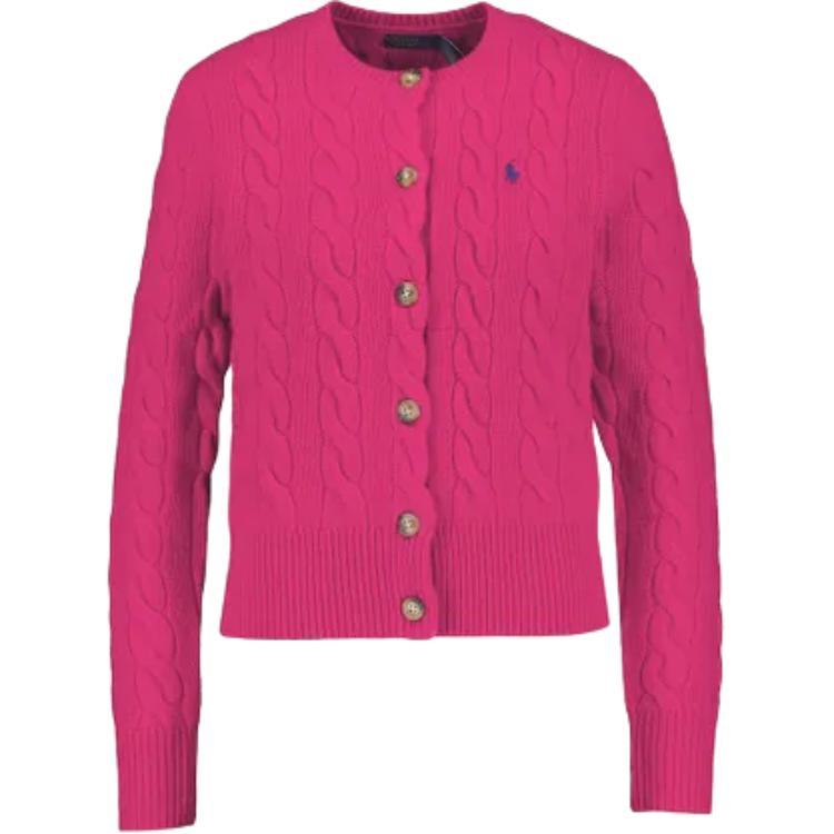 

Polo Ralph Lauren Однобортный трикотажный свитер с круглым вырезом и длинными рукавами Женский свитер Фиолетовый Красный 211972104-006 S