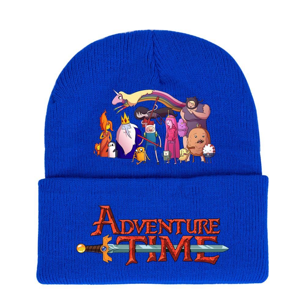 Adventure Time Cartoon Print Acrylic Knit Hat Winter Warm Unisex Beanie For Adults Teens