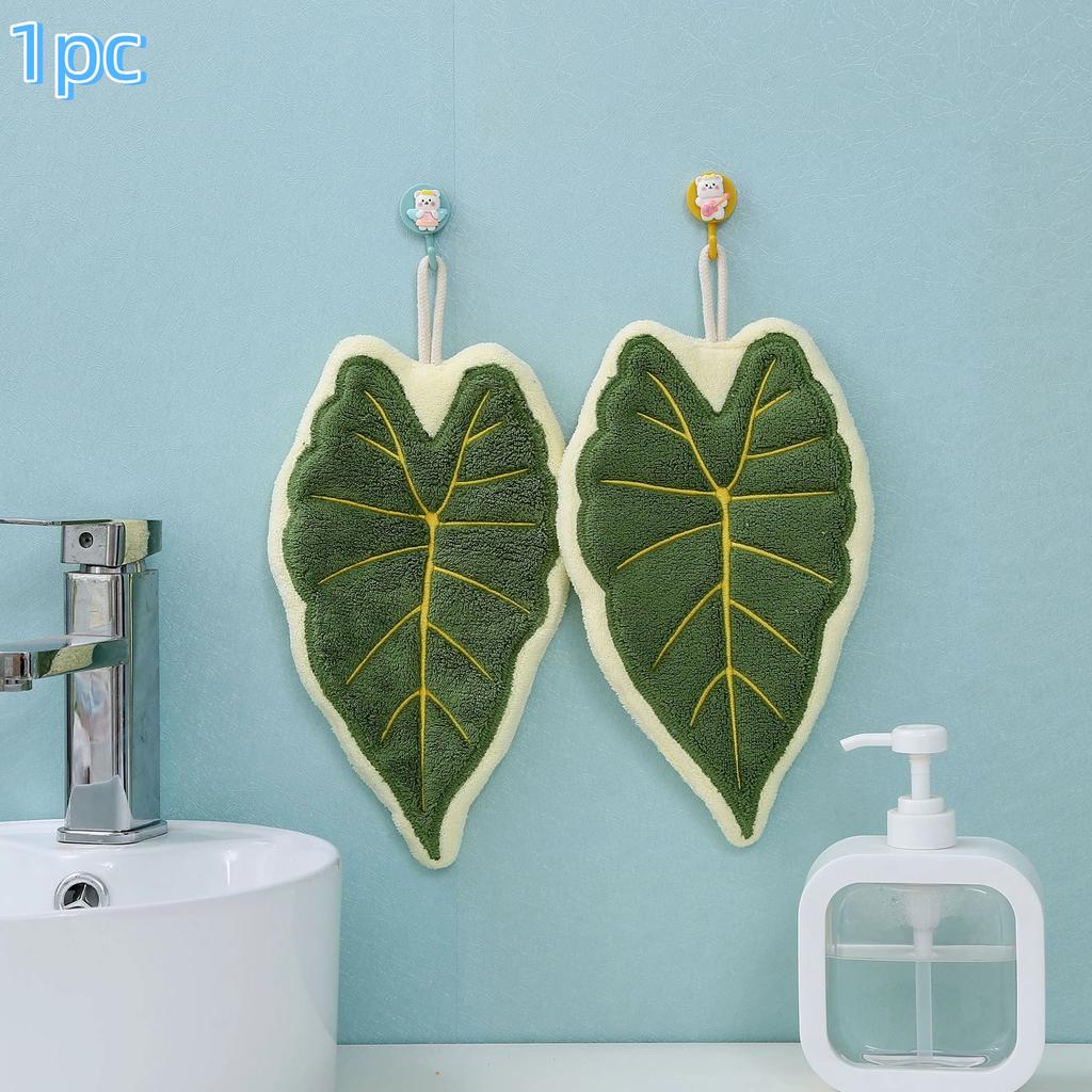 Leaf Wipe Hand Towel Coral Fluff Towel Kitchen Cleaning Household Soft Absorbent Creative Hanging Bathroom Hand Towel