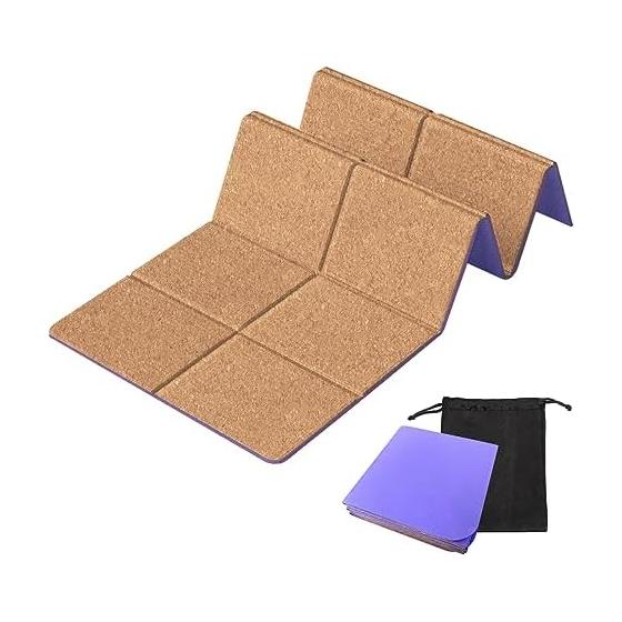 RITFIT Foldable Yoga Mat Cork Training Mat Lightweight Foldable Yoga Mat Exercise Mat TPE Material 5mm Thickness Convenient Storage Portable Fitness