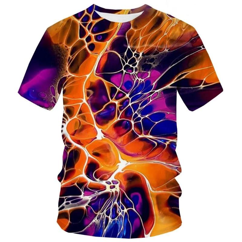 Summer Tie Dye T-Shirts Graffiti Paint 3D Print Kids Clothing Short Sleeve Girls Clothes Harajuku Children's T-Shirt Boy Tops