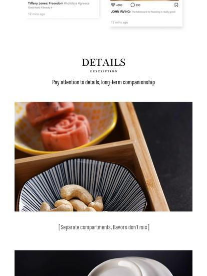 Nine-Compartment Solid Wood & Ceramic Tray for Dried Fruits, Nuts & Tea Snacks - Chinese & Japanese Style.