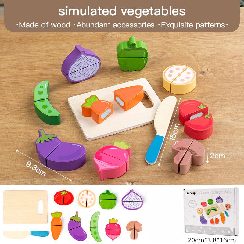 Simulation Kitchen Pretend Toy Wooden Classic Game Montessori Educational Toy For Children Kids Gift Cutting Fruit Vegetable Set