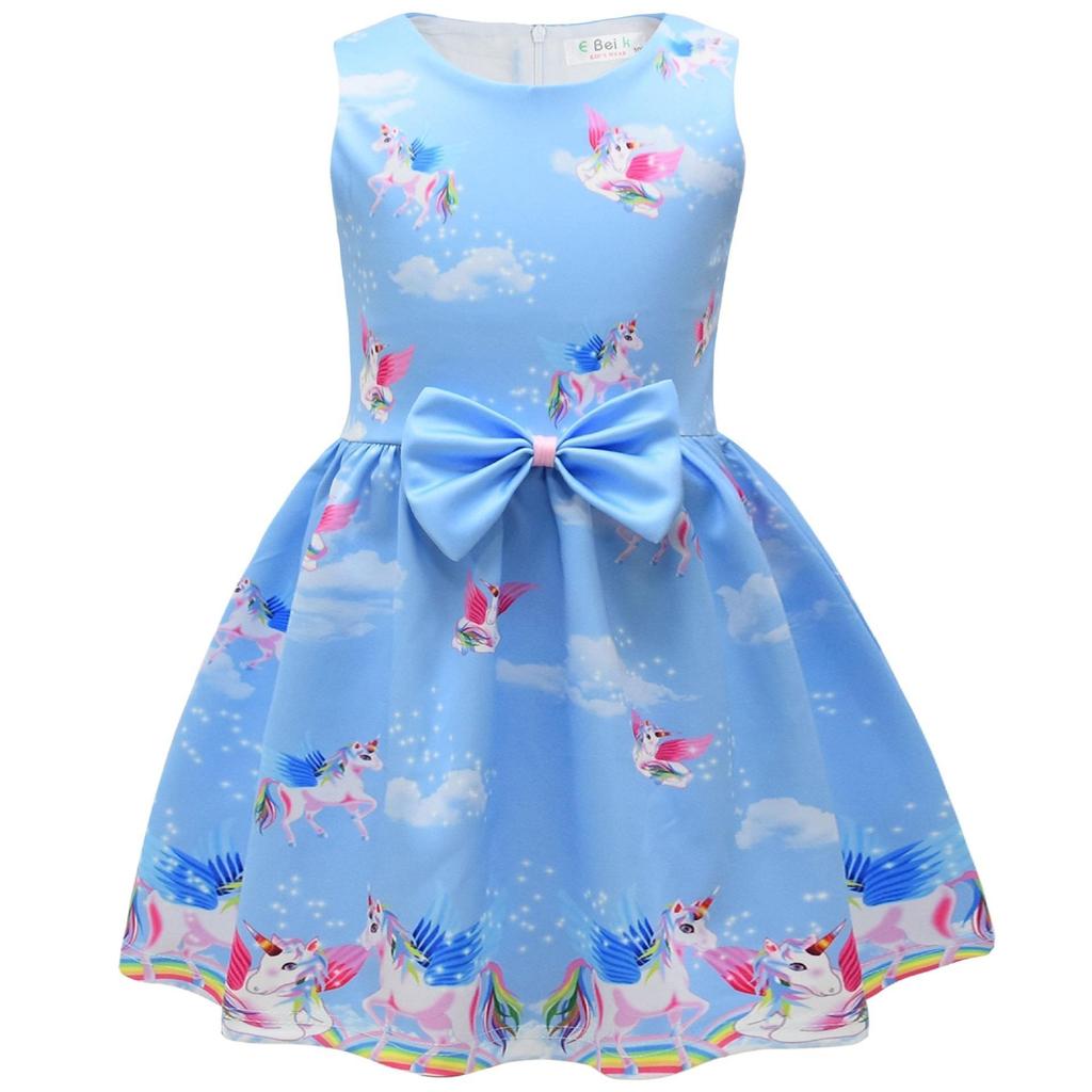 European And American Christmas Halloween Cute Princess Dress Bow 3D Digital Printing Girls Dress