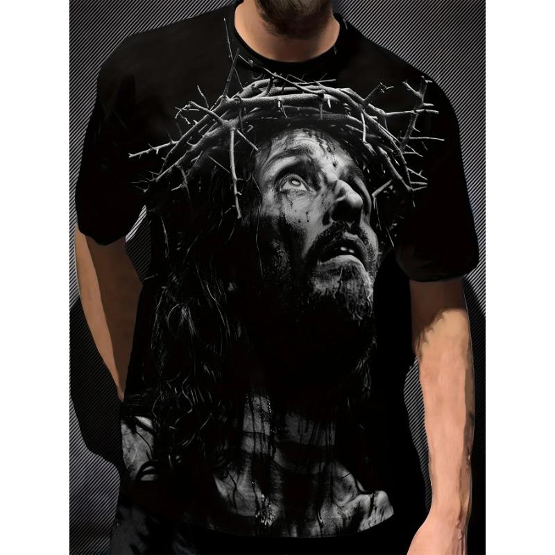 Vintage Jesus Graphic T Shirts Fashion T-Shirt Casual Short Sleeve Tops Christ Jesus T Shirt Man Crew Neck Pullover Men T-Shirt