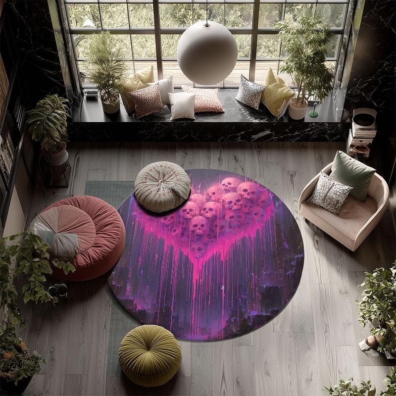 Skull Pattern Round rug,Carpet Rug for Living Room Bedroom Playroom ,Non-slip Floor Mat,Holiday Gifts and Birthday Gifts.