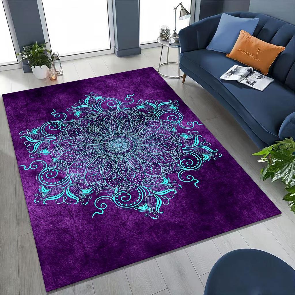 2026 Rainbow Mandala Flower Chakras Yoga Bohemia Art Rug for Bedroom Living Room Sofa Home Doormat Decor,Kid Non-slip Floor Mat