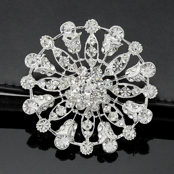 Rhinestone Large Flower Brooch - Elegant Bouquet  Versatile Lapel Pin for Bridal  Fashion Accessory Zhenyao Jewelry